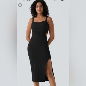 HALARA Elegant Black Midi Dress